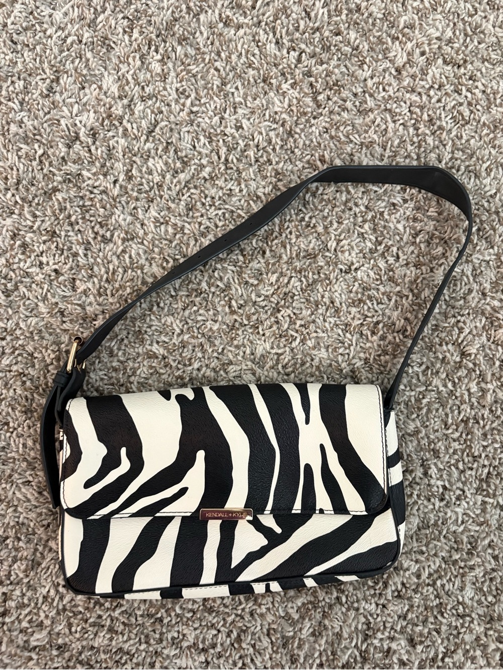 Kendall & Kylie Black and White Zebra Shoulder Bag